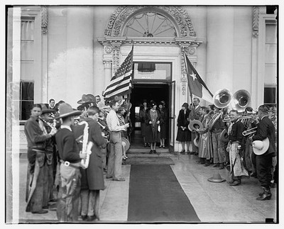 Mrs. Hoover,Cowboy band,3/5/29,White House,Washington,DC,First Lady,1929,2