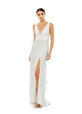 Mac Duggal Sleeveless V Neck Jersey Gown White Women’s 4 READ