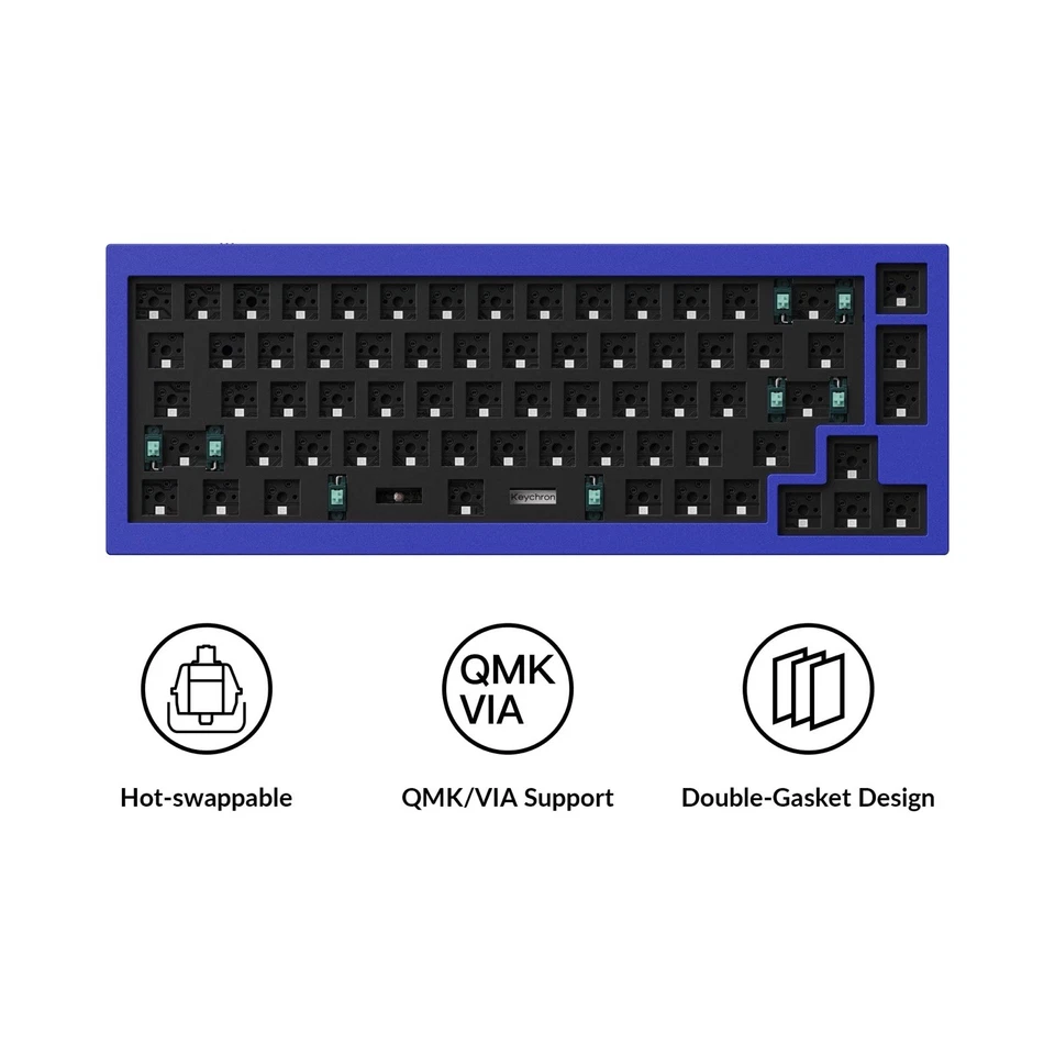 Keychron Q2 Custom Mechanical Keyboard Blue Aluminum Wired Barebone Version 65% - Bild 2 von 4
