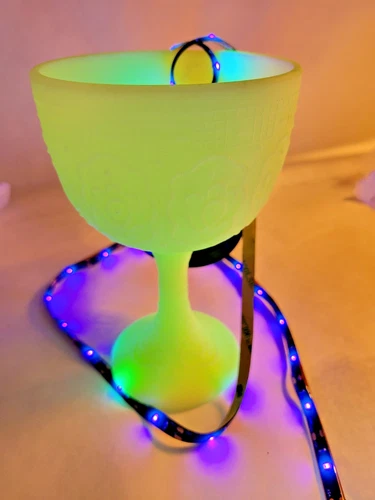 Fenton Fencus Satin Custard Uranium Glass Compote Goblet 6-3/4"