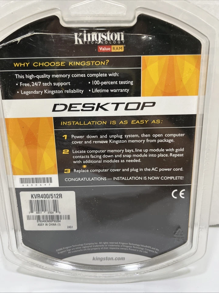 Kingston Desktop 1GB (2x 512MB) DDR 400MHz (PC-3200) Kit Open Package - Image 2 of 4