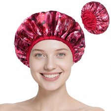 Waterproof Shower Cap for Women - 3-Layer Terry Lined  Reusable Hair Cover