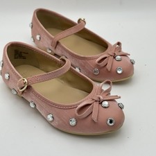 Janie Jack Gem Bling Pink Bow Toddler Flat Girls Shoes Sz 8