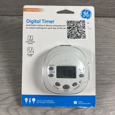 GE 7-Day Programmable Digital Timer, 1 Outlet Grounded, Plug-In Indoor - 15150