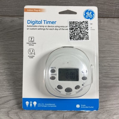 GE 7-Day Programmable Digital Timer, 1 Outlet Grounded, Plug-In Indoor - 15150