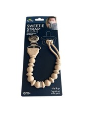 Itzy Ritzy Sweetie Beaded Strap Pacifier Clip Taupe Toast New