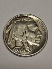 1937 P Buffalo Nickel FULL HORN NICE ORIGINAL Coin Great Details BA9