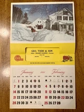 VINTAGE 1951 Massey-Harris Advertising Calendar Geo. Todd & Son Delphi, Indiana