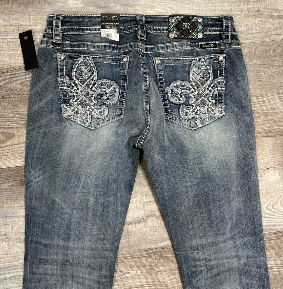 Nuevo con etiquetas Bota Miss Me Signature Talla 34x33" Denim Mujer Jeans Azul Cristal Mediano Foto 2 de 4