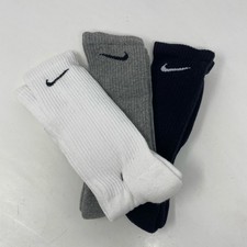 Nike Everyday Plus Cushioned Crew Socks, 3 Pairs, Large" White/Grey/Black Multi 