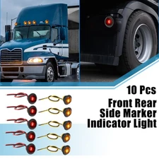 Front Rear Side Marker Light 3/4" for Truck RV Plastic Amber Red (Set of 10)