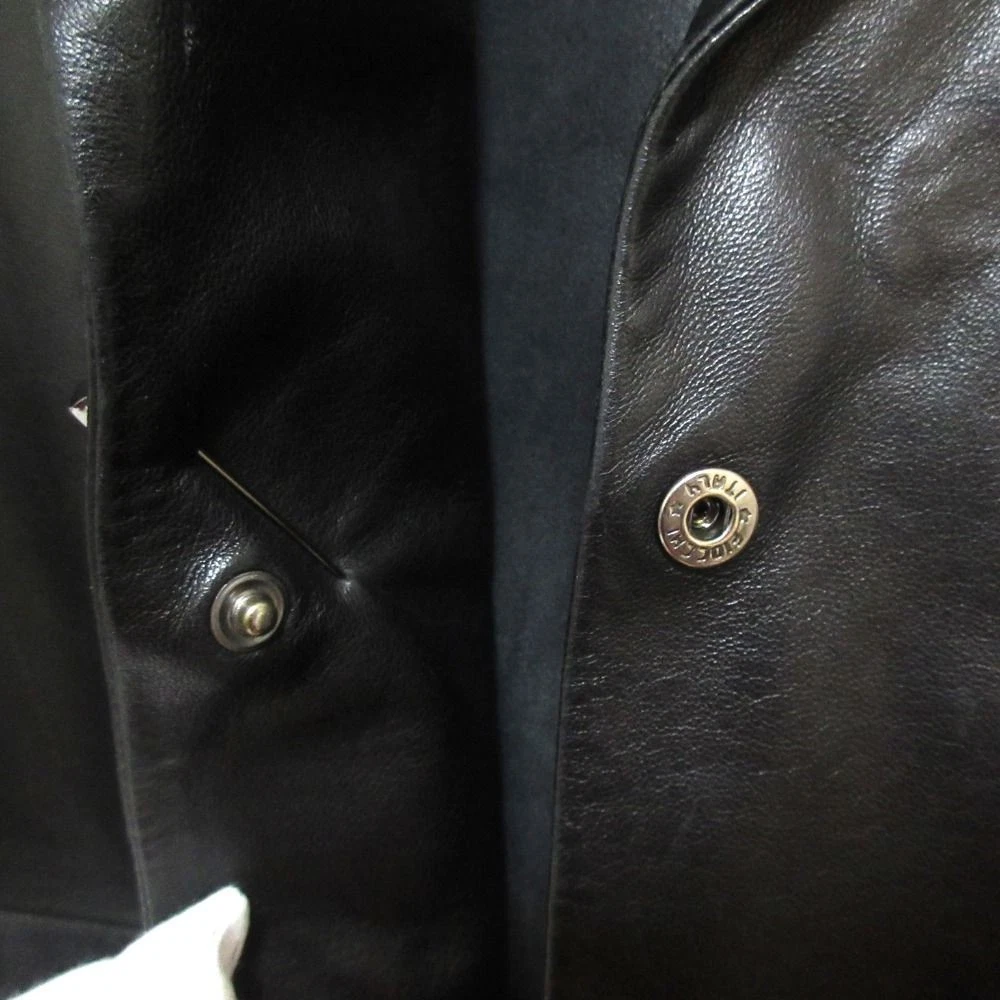 Gucci Tom Ford epoca logo spilla bottoni a pressione davanti giacca sartoriale pelle taglia 40