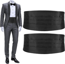2 Pcs Men's Cumberbund, Adjustable Cummerbund for Men, Tuxedo Belt Accessories,
