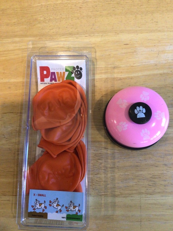 Pet Training Bells for dog plus PawZ, waterproof dog boots xs