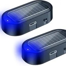Car Solar Power Simulated Dummy Alarm, Anti-Theft LED blue 2pcs