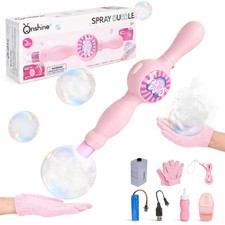 Fog Bubble Machine Magic Smoke Bubble Wand for Kids, Pink Rechargeable with...