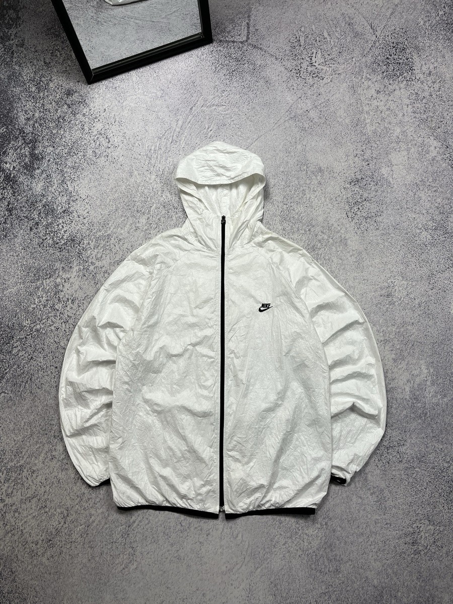 Vintage Nike Lightweight White Swoosh Nylon Packable Jacket Men's