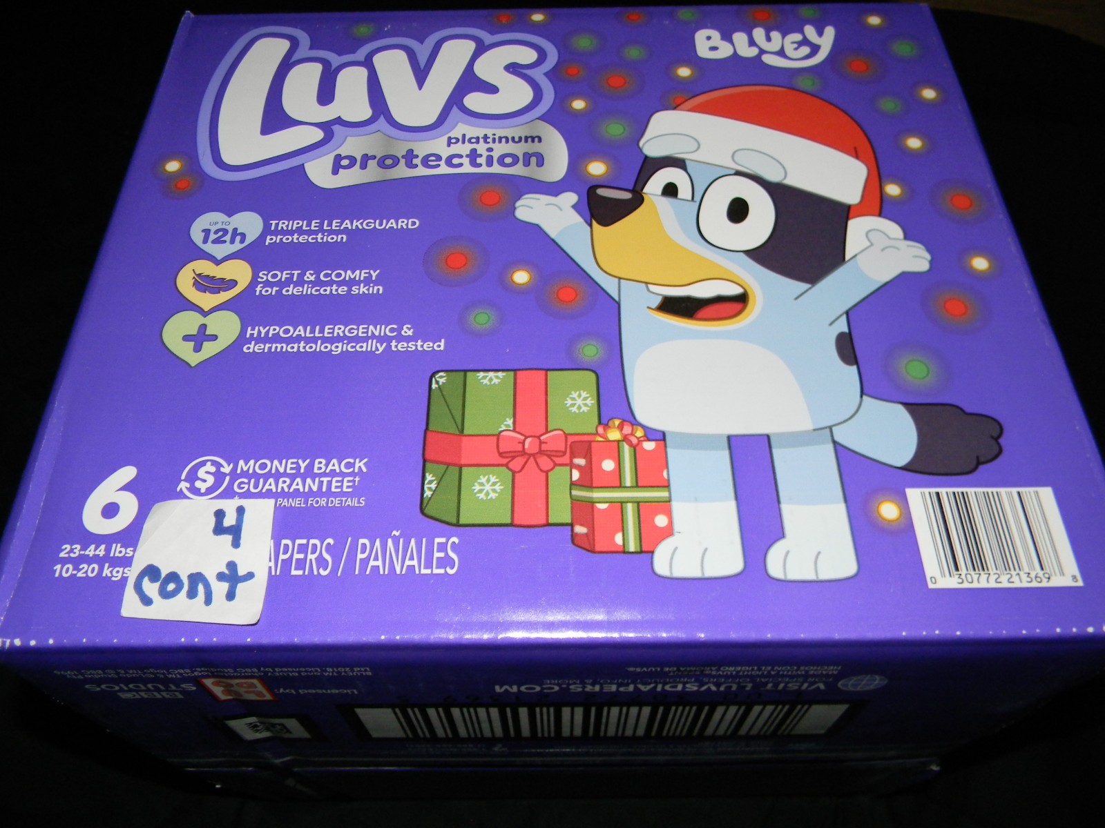 4 sample Luvs Paw Patrol platinum protection Size 6 over 23-44+Lbs.