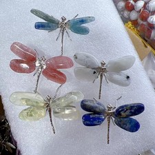 1pc Natural Pink  Rose Quartz Dragonfly Skull Crystal DIY Gift Healing Random