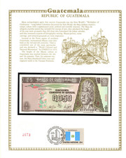 Guatemala 1989 1/2 Quetzal P-72a UNC w/FDI UN FLAG STAMP A1039440A