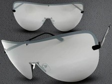 Oversized Exaggerated Modern Retro Shield SUNGLASSES Huge XL Black Frame  Lens