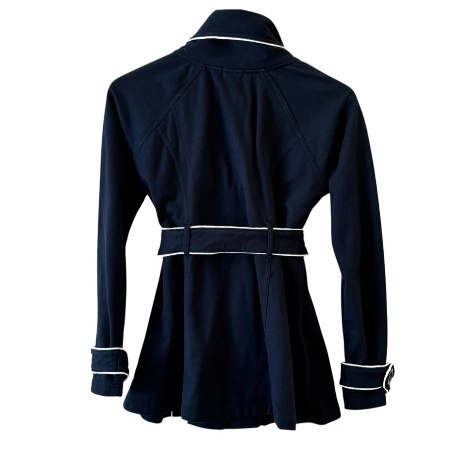 Chaqueta gabardina Wet Seal Y2K para mujer mod azul marino talla M preppy Foto 3 de 4