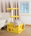 Cheese-Themed Cat Tree Tower with Scratching Post and Play Holes