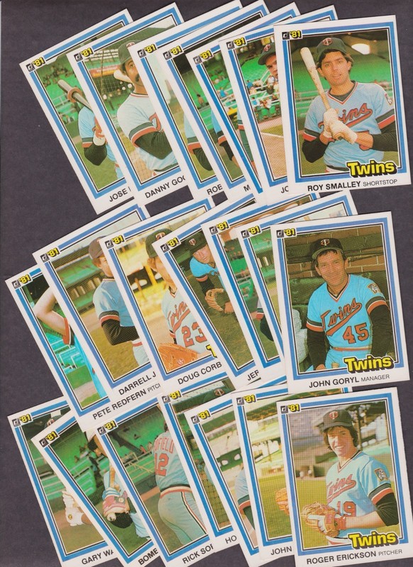1981 Donruss Baseball Card Lot of 21 Different Minnesota Twins NM Avg Vintage