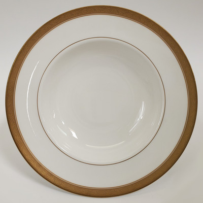 Royal Worcester Davenham Rim Soup Plate 9in Gold Encrusted Bone China NOS
