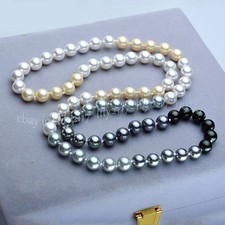 Multicolor Shell Pearl Imitation Pearl Round Beads Necklace 36-100 in No Clasp