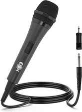 Black Wireless Dynamic Microphone with Long Cord for Ultimate Karaoke Fun