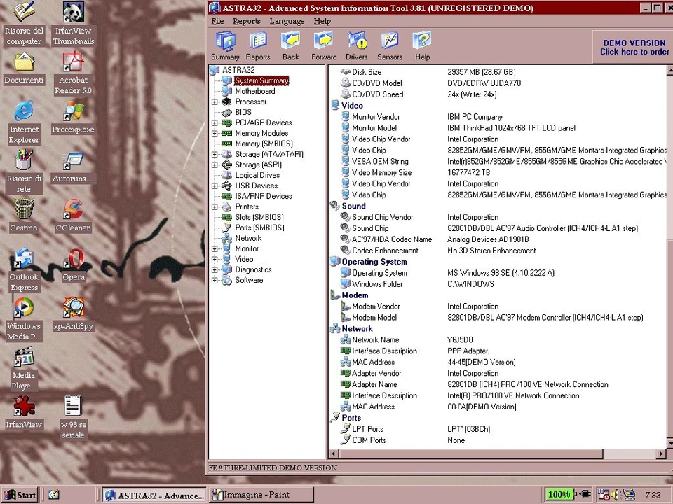Windows 98 Se IBM notebook portalite parallela dvd usb alimentatore - Immagine 4 di 4