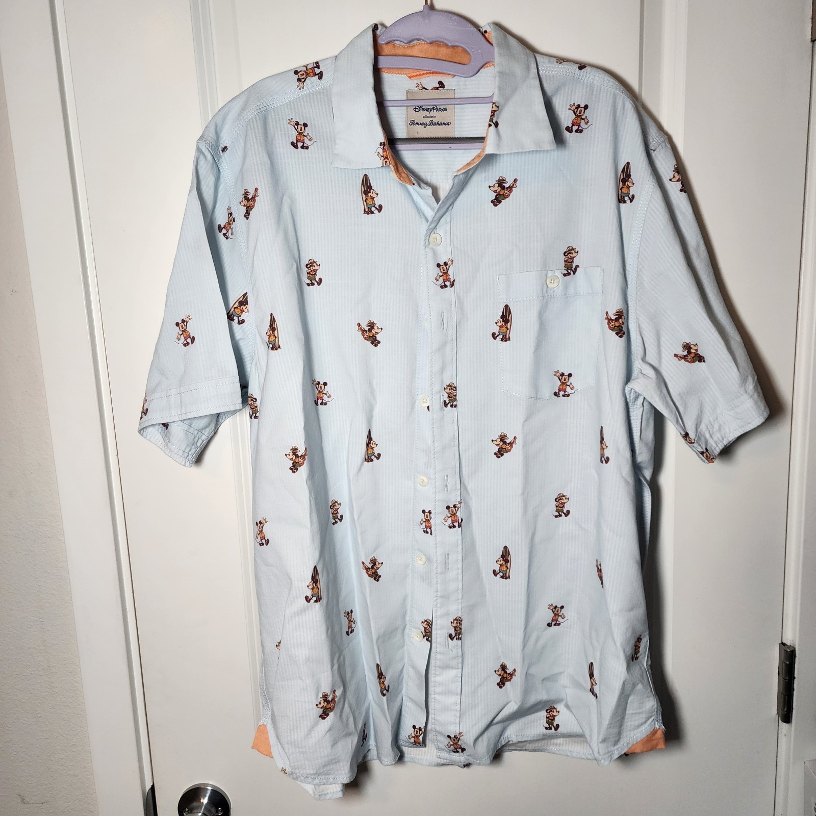 Tommy Bahama Disney Parks Shirt Mens L Blue Mickey Beach Button Up