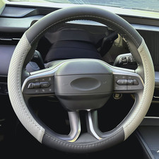 Blackgray Leather Steering Wheel Cover Universal 15 Inch Non-slip Protector