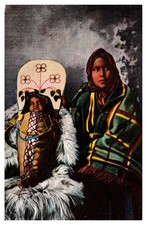 c1907 Yakima Squaw  Baby Papoose Native American Vintage Postcard