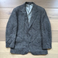 Vintage Harris Tweed Blazer 100 Scottish Wool Gray Herringbone Men s 40R