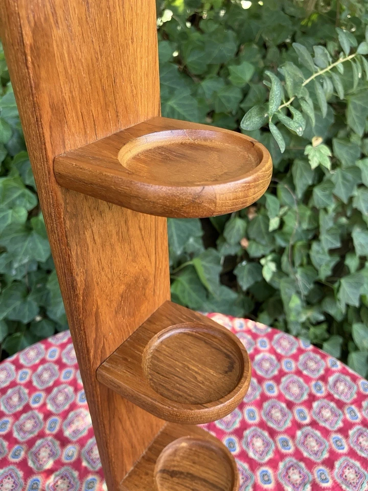 Digsmed Danish MCM Teak Vertical Stacking Spice Rack 5 Jar w wood tops 1960s VTG - Image 3 of 4