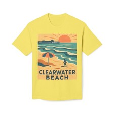 Made in USA Clearwater Beach Retro Sunset Poster T-Shirt | Beach Vintage Tee