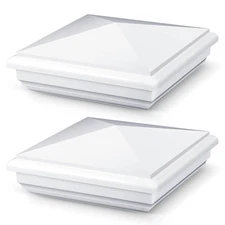 2 Pcs Vinyl Fence Post Caps White Pvc England Style Post Cap Top Pyramid Square