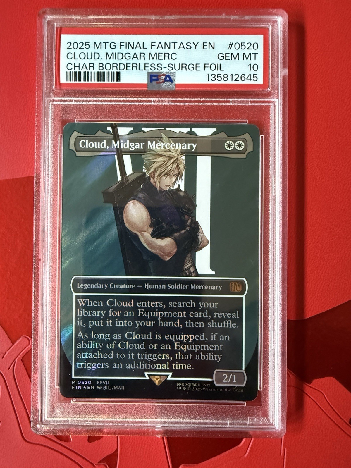 MTG Final Fantasy Borderless Surge Foil Cloud Midgar Mercenary PSA 10