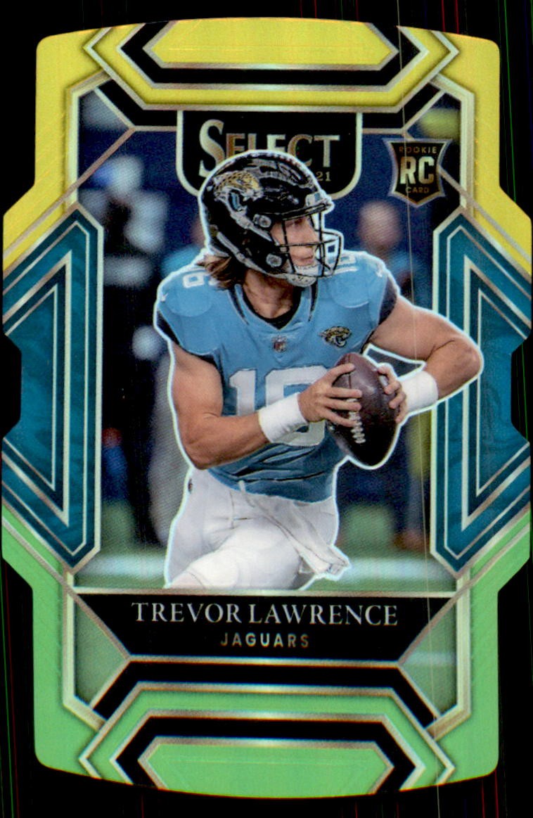 2021 Panini Select #243 Trevor Lawrence Green and Yellow Prizm Die Cut Rookie
