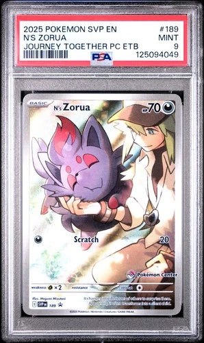 PSA 9 N’s Zorua #189 SVP EN Journey Together Pokemon Center PC ETB Promo