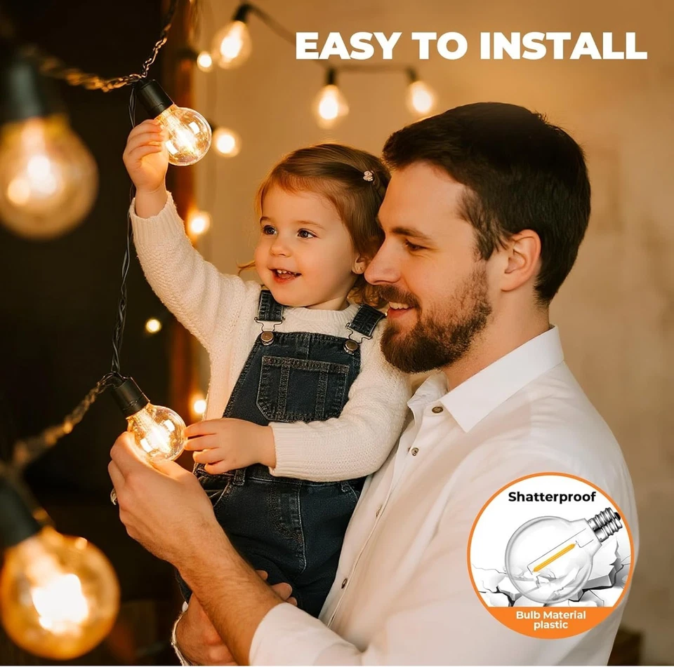 36 Pack G40 LED Replacement Bulbs  Shatterproof 1 Watt E12 LED Bulb for Outdoor - Image 2 of 4