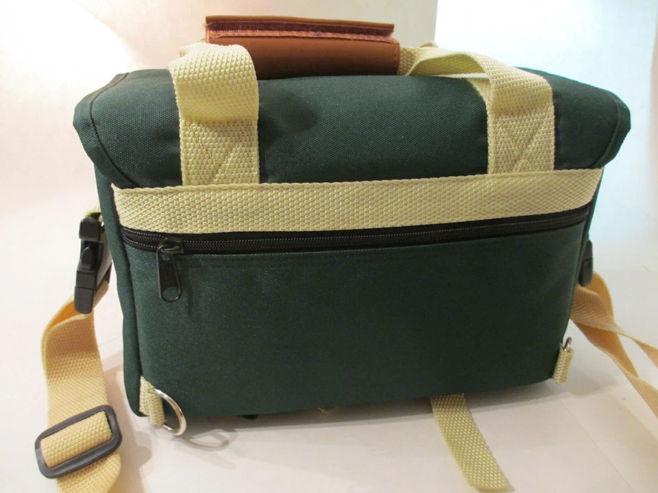 Bolsa organizadora retro para cámara Canon bolsillos verdes correa para el hombro DSLR estuche de transporte Foto 4 de 4