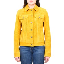 Women's American Retro Classic Levi Style Sheep Nappa Leather Jacket Yellowdr213