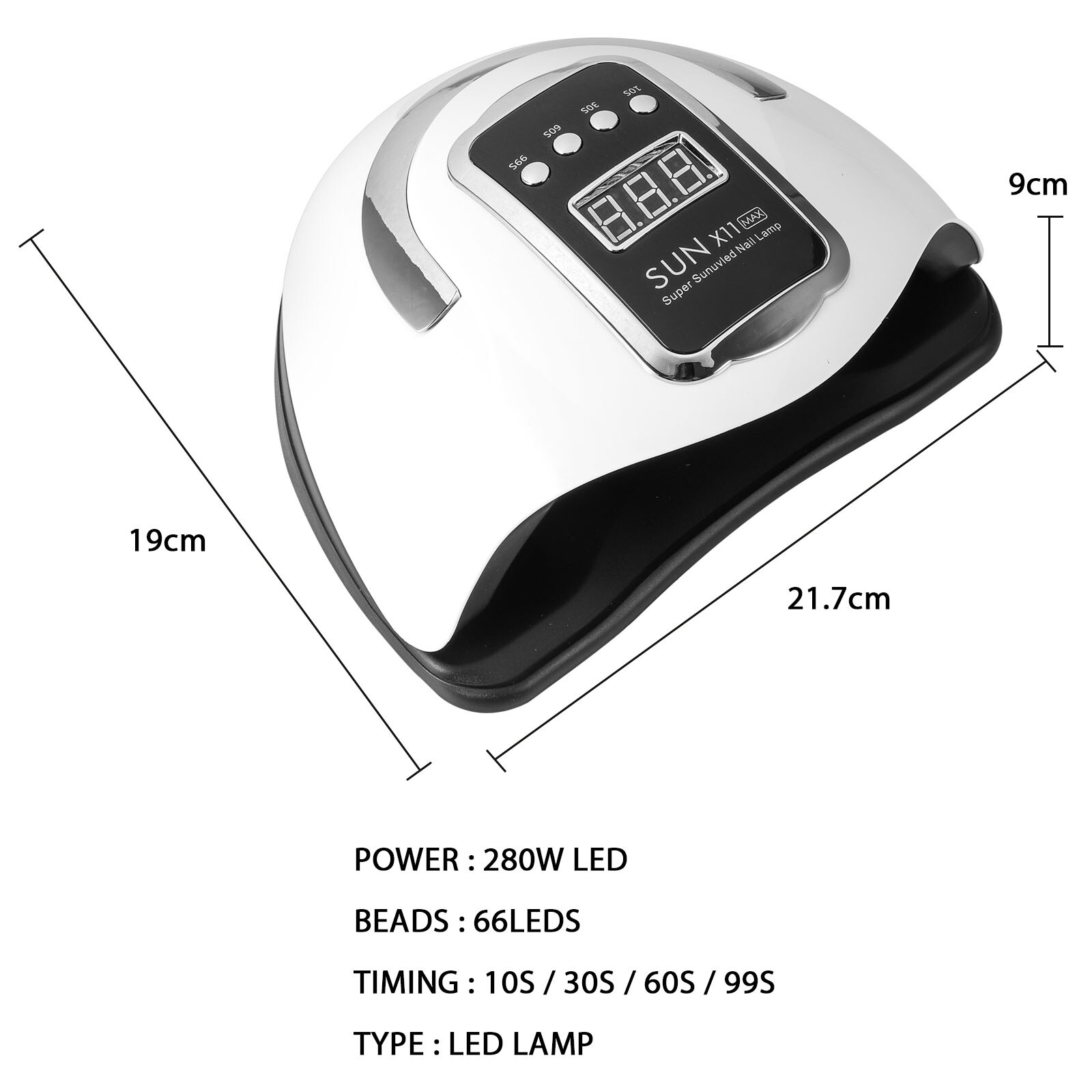 280W LED UV Nagel Lampe Gel Lichthärtungsgerät Sensor Nageltrockner mit 4 Timer