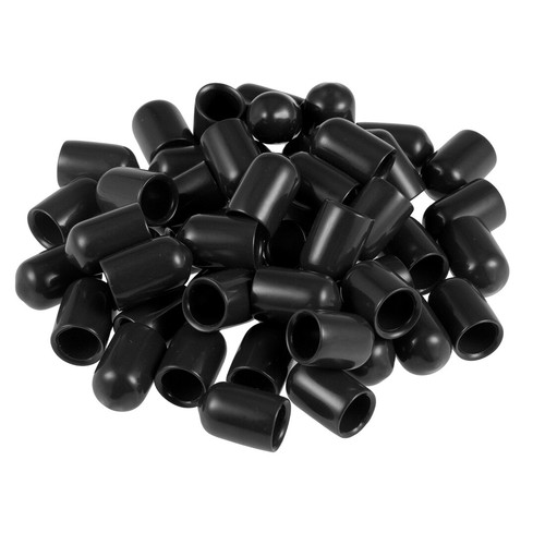 Screw Thread Protector 8mm ID Round End Cap Cover Black Tube Caps 50pack