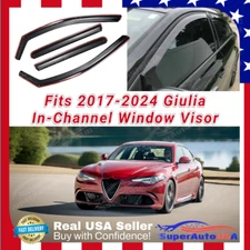 Fits Alfa Romeo Giulia 2017-24 In-Channel Window Visor Wind Sun Guard Deflectors