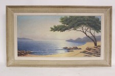 Dipinto / Quadro / olio su tela di paesaggio mare / firmato / firma / francese