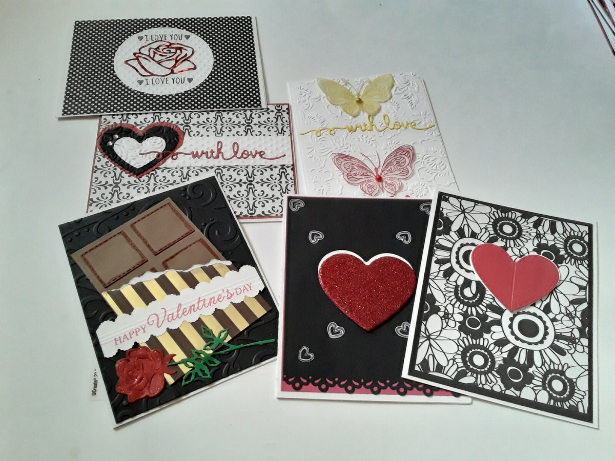 Handmade CARDS-Lot of 6 Happy Valentine display picture 1